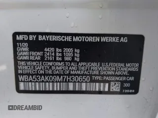 2021 BMW 2 Series 228i with VIN WBA53AK09M7H30650, listed as a IAAI auction lot 42043390 with 89,611 mi miles and . Bid and sale history available at DreamBid. Image 9.