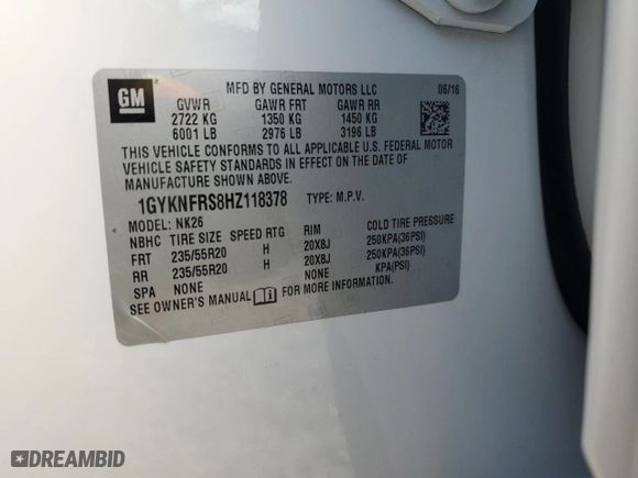 2017 Cadillac XT5 Platinum AWD with VIN 1GYKNFRS8HZ118378, listed as a Copart auction lot 89376565 with 33,792 mi miles and Salvage Title. Bid and sale history available at carsss.com. Image 14.