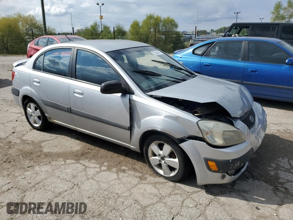 2007 Kia Rio LX with VIN KNADE123776231384, listed as a Copart auction lot 73554084 with 0 mi miles and Salvage Title. Bid and sale history available at carsss.com. Image 4.