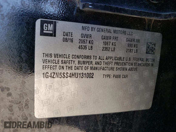 2017 Buick LaCrosse Preferred with VIN 1G4ZN5SS4HU131002, listed as a Copart auction lot 76003524 with 69,052 mi miles and Salvage Title. Bid and sale history available at carsss.com. Image 14.