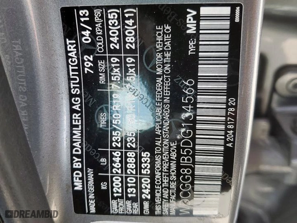2013 Mercedes-Benz GLK-Class GLK 350 with VIN WDCGG8JB5DG134566, listed as a Copart auction lot 50376685 with 141,370 mi miles and Salvage Title. Bid and sale history available at carsss.com. Image 12.