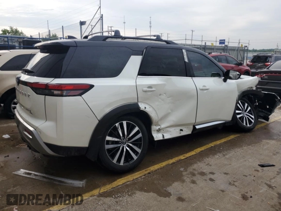 2023 Nissan Pathfinder Platinum with VIN 5N1DR3DK0PC277403, listed as a Copart auction lot 59861525 with 22,966 mi miles and Non repairable. Bid and sale history available at DreamBid. Image 3.