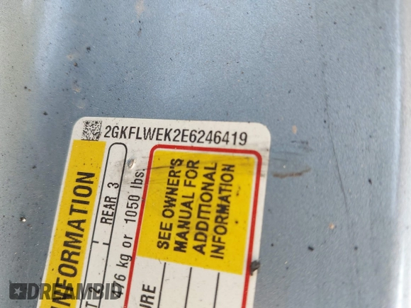 2014 GMC Terrain SLE with VIN 2GKFLWEK2E6246419, listed as a IAAI auction lot 42095777 with Not provided miles and . Bid and sale history available at DreamBid. Image 9.