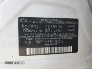 2012 Hyundai Sonata Limited z VIN 5NPEC4AB2CH490212, wystawiony jako Copart lot #59576655 z przebiegiem 144 183 mil mil oraz Szkoda całkowita • Salvage title. Historia ofert i sprzedaży dostępna na DreamBid. Obrazek 12.