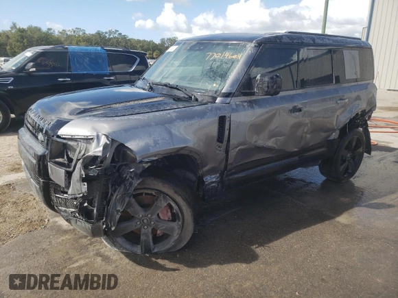 2023 Land Rover Defender X with VIN SALEXEEU6P2136280, listed as a Copart auction lot 77014604 with 27,736 mi miles and Salvage title. Bid and sale history available at DreamBid. Image 1.