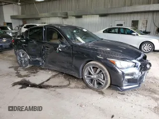 2021 Infiniti Q50 Signature Edition with VIN JN1EV7CR5MM752479, listed as a Copart auction lot 59332895 with 37,884 mi miles and Salvage title. Bid and sale history available at DreamBid. Image 4.