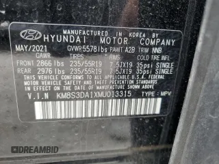 2021 Hyundai Santa Fe Hybrid SEL Premium with VIN KM8S3DA1XMU013315, listed as a Copart auction lot 51884344 with 30,408 mi miles and Salvage Title. Bid and sale history available at carsss.com. Image 13.