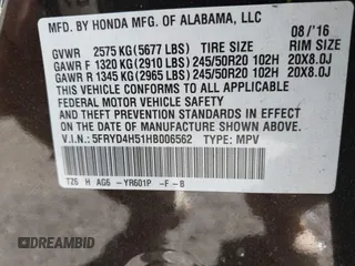 2017 Acura MDX w/Technology Pkg with VIN 5FRYD4H51HB006562, listed as a IAAI auction lot 41656371 with 64,142 mi miles. Bid and sale history available at carsss.com. Image 9.