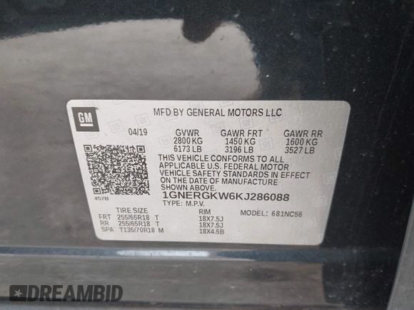 2019 Chevrolet Traverse LT Cloth с VIN 1GNERGKW6KJ286088, выставлен на аукционе IAAI как лот 42106045 с пробегом 93 302 миль миль и . История ставок и продаж доступна на DreamBid. Изображение 9.