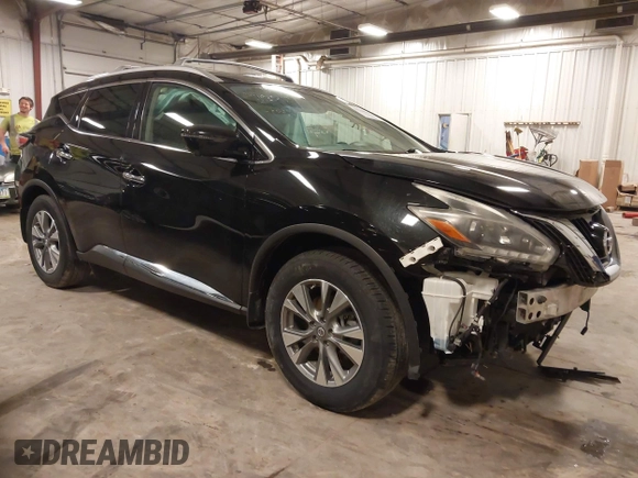 2018 Nissan Murano SV with VIN 5N1AZ2MG7JN175827, listed as a IAAI auction lot 41764645 with 62,887 mi miles and . Bid and sale history available at carsss.com. Image 1.