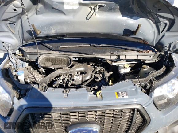 2021 Ford Transit Cargo with VIN 1FTBR3X8XMKA83071, listed as a Copart auction lot 80474914 with 38,027 mi miles and Salvage title. Bid and sale history available at DreamBid. Image 12.
