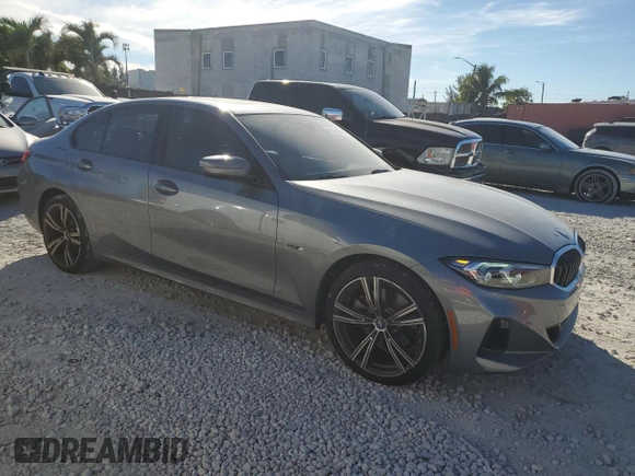 2023 BMW 3 Series 330e with VIN 3MW39FF03P8D03381, listed as a Copart auction lot 87578195 with 19,441 mi miles and Non Repairable. Bid and sale history available at carsss.com. Image 4.