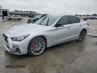 2020 Infiniti Q50 Red Sport 400 with VIN JN1FV7AR6LM660612, listed as a Copart auction lot 86182594 with 82,737 mi miles and Salvage Title. Bid and sale history available at carsss.com. Image 1.