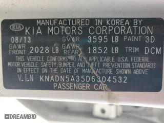 2013 Kia Rio SX with VIN KNADN5A35D6304532, listed as a Copart auction lot 51487255 with 123,004 mi miles and Salvage Title. Bid and sale history available at carsss.com. Image 12.