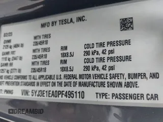 2023 Tesla Model 3 с VIN 5YJ3E1EA0PF495110, выставлен на аукционе IAAI как лот 42475811 с пробегом Не указан миль и . История ставок и продаж доступна на DreamBid. Изображение 9.