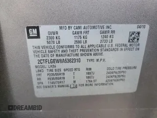 2010 GMC Terrain SLT-1 z VIN 2CTFLGEW8A6362310, wystawiony jako Copart lot #86506714 z przebiegiem 148 245 mil mil oraz Szkoda całkowita • Salvage title. Historia ofert i sprzedaży dostępna na DreamBid. Obrazek 13.