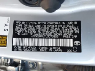 2018 Toyota Prius Two with VIN JTDKBRFU7J3073805, listed as a IAAI auction lot 41622743 with 89,027 mi miles and . Bid and sale history available at carsss.com. Image 9.