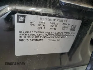 2013 Cadillac CTS Premium with VIN 1G6DP5E33D0124169, listed as a Copart auction lot 51205905 with Not Provided miles and Salvage Title. Bid and sale history available at DreamBid. Image 14.