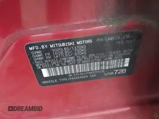 2017 Mitsubishi Mirage ES z VIN ML32A3HJ2HH021629, wystawiony jako IAAI lot #42666655 z przebiegiem 158 157 mil mil oraz . Historia ofert i sprzedaży dostępna na DreamBid. Obrazek 9.