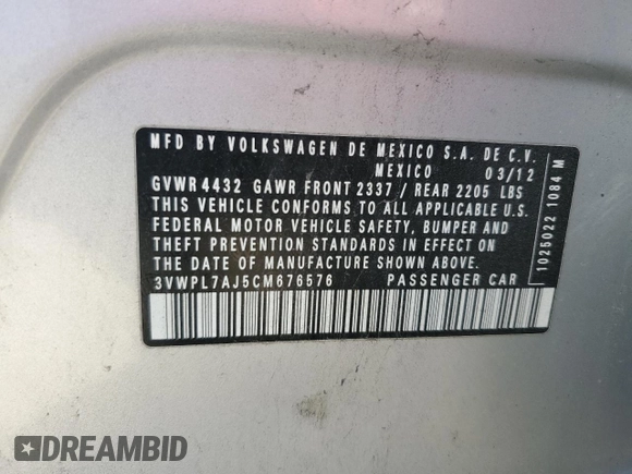 2012 Volkswagen Jetta SportWagen TDI with VIN 3VWPL7AJ5CM676576, listed as a Copart auction lot 46992115 with 145,857 mi miles and Salvage Title. Bid and sale history available at carsss.com. Image 14.