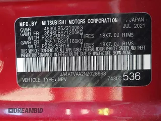 2022 Mitsubishi Eclipse Cross LE z VIN JA4ATVAA2NZ028668, wystawiony jako IAAI lot #42002943 z przebiegiem 77 067 mil mil oraz . Historia ofert i sprzedaży dostępna na DreamBid. Obrazek 9.