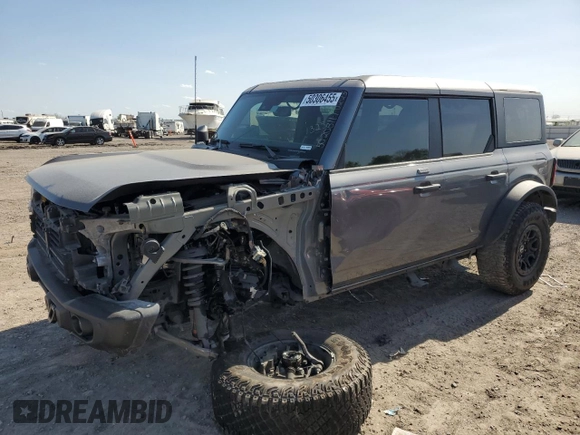 2023 Ford Bronco with VIN 1FMEE5DP0PLB11325, listed as a Copart auction lot 50306455 with 34,358 mi miles and Salvage Title. Bid and sale history available at carsss.com. Image 1.