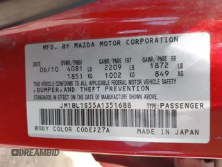 2010 Mazda 3 S Grand Touring with VIN JM1BL1S55A1351688, listed as a IAAI auction lot 42296869 with 291,163 mi miles and . Bid and sale history available at DreamBid. Image 9.