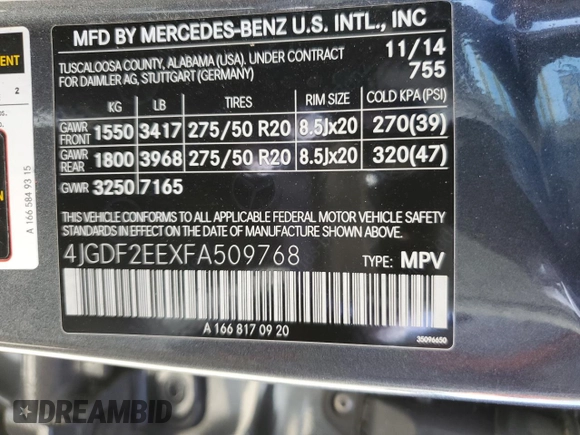 2015 Mercedes-Benz GL-Class GL 350 BlueTEC with VIN 4JGDF2EEXFA509768, listed as a Copart auction lot 40424504 with 88,633 mi miles. Bid and sale history available at carsss.com. Image 13.