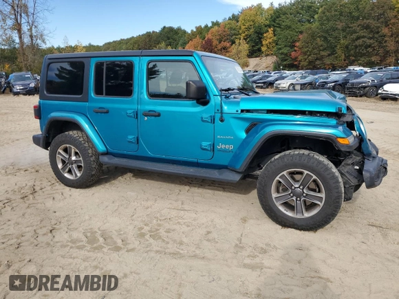 2020 Jeep Wrangler Unlimited Sahara with VIN 1C4HJXEN5LW107415, listed as a Copart auction lot 76152244 with 117,840 mi miles and Salvage title. Bid and sale history available at DreamBid. Image 4.