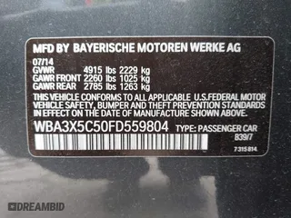 2015 BMW 3 Series Gran Turismo 328i xDrive with VIN WBA3X5C50FD559804, listed as a IAAI auction lot 41902204 with 88,891 mi miles. Bid and sale history available at carsss.com. Image 9.