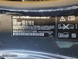 2015 BMW 4 Series 435i xDrive with VIN WBA3R5C57FK372498, listed as a Copart auction lot 46132005 with 0 mi miles and Salvage Title. Bid and sale history available at carsss.com. Image 12.