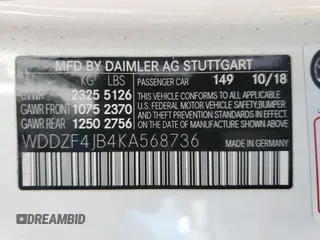 2019 Mercedes-Benz E 300 with VIN WDDZF4JB4KA568736, listed as a Copart auction lot 51931225 with 76,692 mi miles and Salvage title. Bid and sale history available at DreamBid. Image 14.