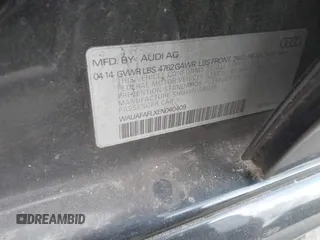 2014 Audi A4 Premium with VIN WAUAFAFLXEN040409, listed as a IAAI auction lot 41726142 with 110,383 mi miles. Bid and sale history available at carsss.com. Image 8.