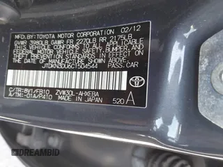 2012 Toyota Prius One z VIN JTDKN3DU6C1504544, wystawiony jako IAAI lot #42128634 z przebiegiem 298 344 mil mil oraz . Historia ofert i sprzedaży dostępna na DreamBid. Obrazek 9.