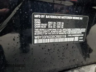 2024 BMW i5 eDrive40 z VIN WBY33FK03RCR93119, wystawiony jako Copart lot #76124194 z przebiegiem Nie podano mil oraz Szkody całkowita. Historia ofert i sprzedaży dostępna na DreamBid. Obrazek 14.
