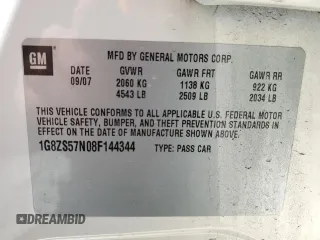 2008 Saturn Aura XE with VIN 1G8ZS57N08F144344, listed as a Copart auction lot 53715185 with 57,152 mi miles and Salvage Title. Bid and sale history available at carsss.com. Image 14.