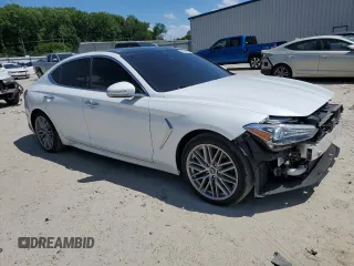 2020 Genesis G70 2.0T with VIN KMTG34LA5LU064227, listed as a Copart auction lot 59328375 with 77,287 mi miles and Salvage title. Bid and sale history available at DreamBid. Image 4.