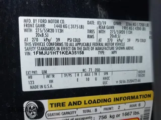 2019 Ford Expedition XLT with VIN 1FMJU1HT1KEA35158, listed as a IAAI auction lot 41538993 with 40,045 mi miles and . Bid and sale history available at DreamBid. Image 9.