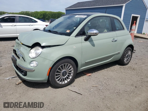 2012 FIAT 500 Lounge z VIN 3C3CFFCR8CT120214, wystawiony jako Copart lot #56963235 z przebiegiem 42 992 mil mil oraz Czysty tytuł • Clean title. Historia ofert i sprzedaży dostępna na DreamBid. Obrazek 1.