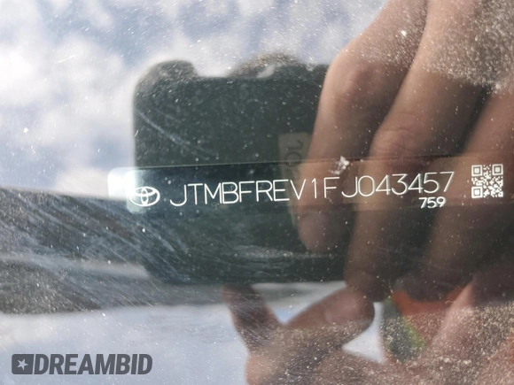 2015 Toyota RAV4 LE with VIN JTMBFREV1FJ043457, listed as a Copart auction lot 60525945 with 106,346 mi miles and Salvage title. Bid and sale history available at DreamBid. Image 12.