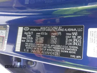 2022 Hyundai Tucson SEL with VIN 5NMJBCAE6NH041282, listed as a IAAI auction lot 41704362 with 29,661 mi miles. Bid and sale history available at carsss.com. Image 9.