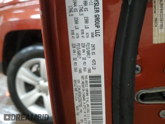 2012 Jeep Patriot Latitude with VIN 1C4NJRFBXCD567765, listed as a Copart auction lot 47853055 with 107,892 mi miles and Clean Title. Bid and sale history available at carsss.com. Image 13.