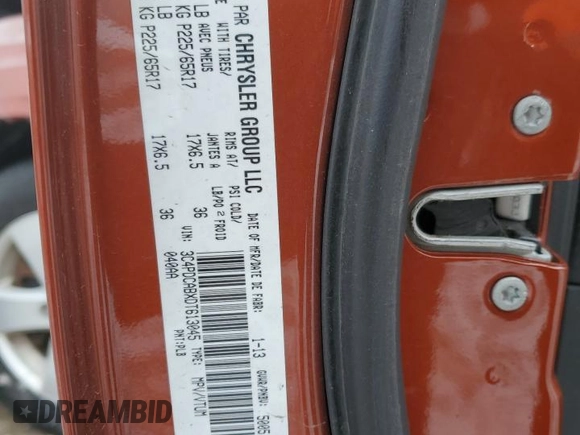 2013 Dodge Journey SE Plus with VIN 3C4PDCABXDT613045, listed as a Copart auction lot 88602235 with 255,617 mi miles and Salvage title. Bid and sale history available at DreamBid. Image 15.