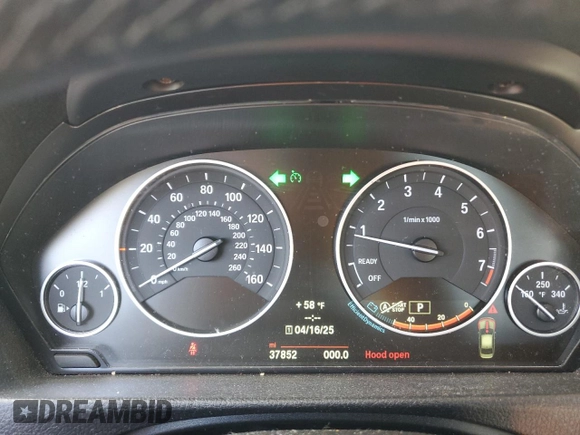 2014 BMW 3 Series 335i xDrive with VIN WBA3B9C56EP458673, listed as a Copart auction lot 52934245 with 37,852 mi miles and Salvage title. Bid and sale history available at DreamBid. Image 9.