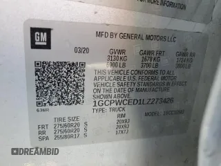 2020 Chevrolet Silverado 1500 LT with VIN 1GCPWCED1LZ273426, listed as a Copart auction lot 49989505 with 87,973 mi miles and Salvage Title. Bid and sale history available at carsss.com. Image 12.