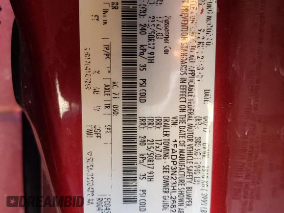 2017 Ford Focus Titanium with VIN 1FADP3N23HL268209, listed as a Copart auction lot 48668865 with 107,339 mi miles and Salvage Title. Bid and sale history available at carsss.com. Image 13.