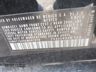 2019 Volkswagen GTI S z VIN 3VW6T7AU0KM001318, wystawiony jako IAAI lot #41301346 z przebiegiem 137 762 mil mil oraz . Historia ofert i sprzedaży dostępna na DreamBid. Obrazek 9.