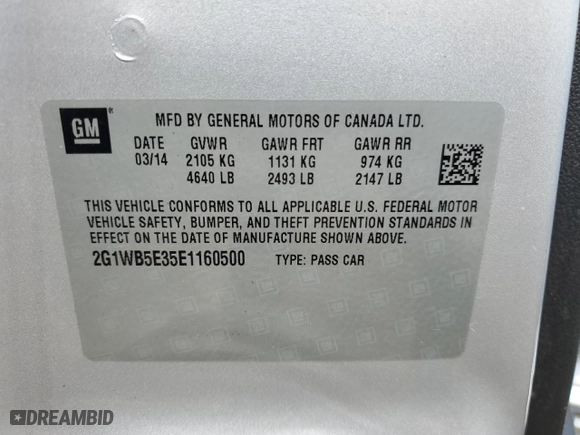 2014 Chevrolet Impala Limited LT with VIN 2G1WB5E35E1160500, listed as a Copart auction lot 51799945 with 185,709 mi miles and Clean Title. Bid and sale history available at carsss.com. Image 12.