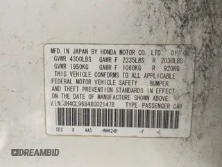 2008 Acura TSX z VIN JH4CL96848C021478, wystawiony jako IAAI lot #42141619 z przebiegiem 227 055 mil mil oraz . Historia ofert i sprzedaży dostępna na DreamBid. Obrazek 9.