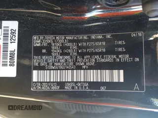 2016 Toyota Sequoia SR5 with VIN 5TDBW5G19GS140543, listed as a Copart auction lot 79148714 with 86,308 mi miles and Non Repairable. Bid and sale history available at carsss.com. Image 14.